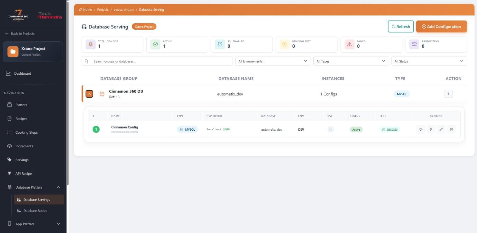 Cinnamon360 database connection and query validation configuration